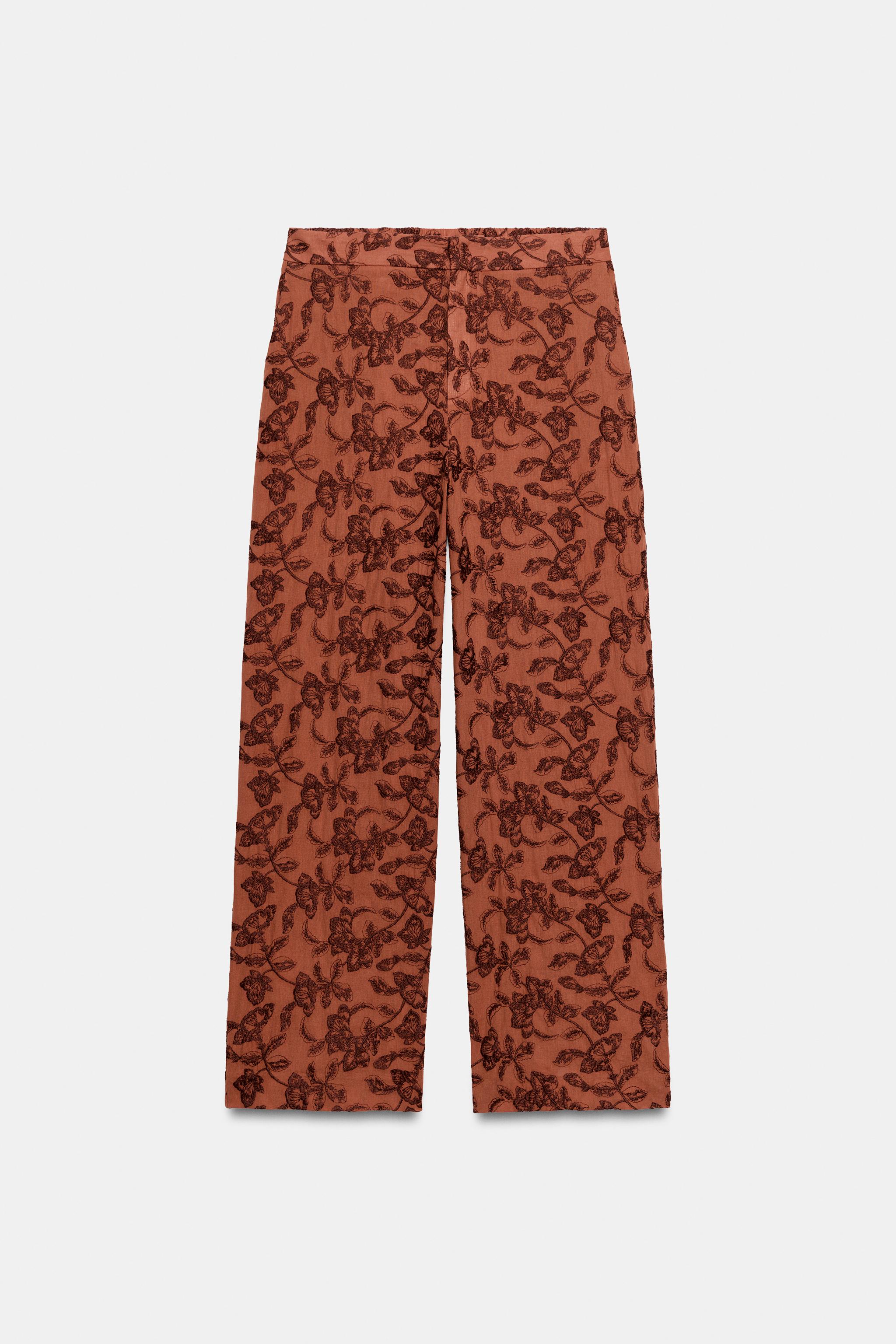 EMBROIDERED STRAIGHT-LEG PANTS